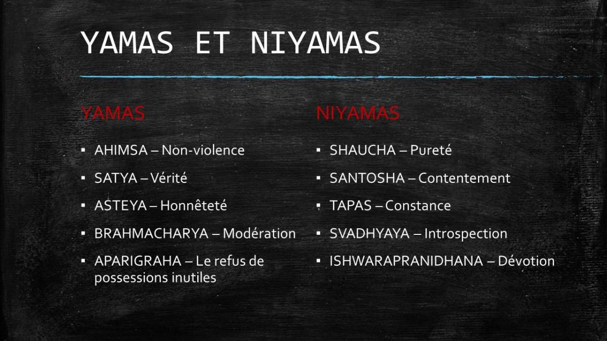 Yama et  Niyama dans le yoga